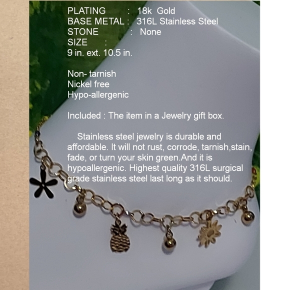 ANKLET ,18k Gold Plated - Picture 9 of 9